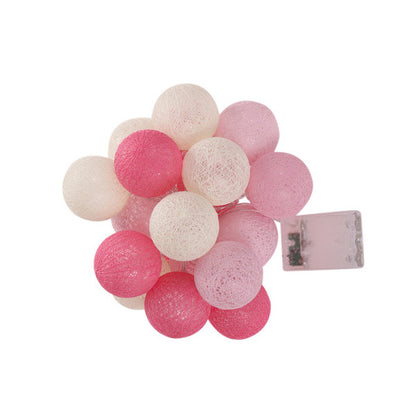 20 LED Pink 5cm Cotton Ball String Lights