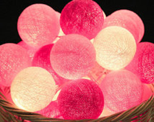 20 LED Pink 5cm Cotton Ball String Lights