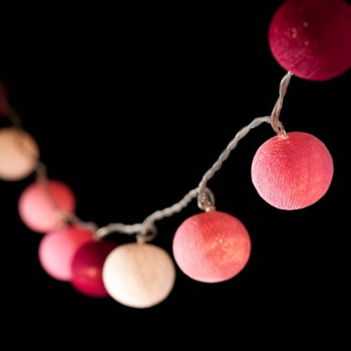 20 LED Pink 5cm Cotton Ball String Lights