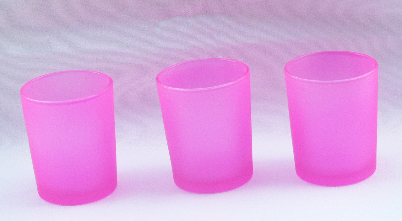 Premium Votive Tealight Candle Holders - Pink Frosted Glass, 10 Pack