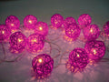 1 Set of Pink 5cm Rattan Cane 50 Ball Battery Powered LONG 5m String Lights Christmas Gift Home Wedding Party Bedroom Decoration Table Centrepiece - SuperSaverAU - view 4