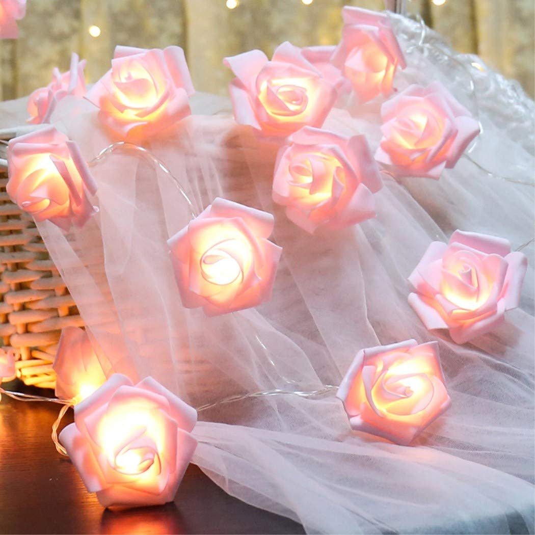 Premium Pink Rose 3D Fairy Lights - 20 LEDs, 3m