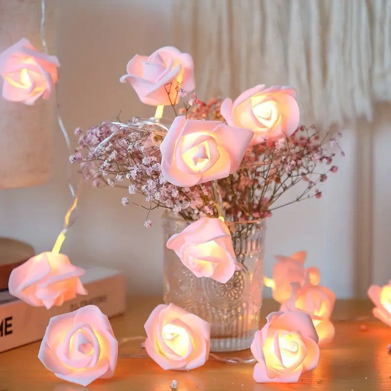 Premium Pink Rose 3D Fairy Lights - 50 LEDs, 5m