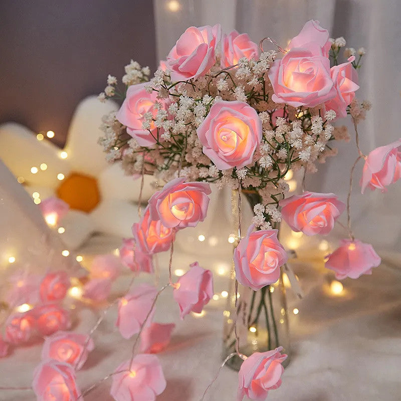 Premium Pink Rose 3D Fairy Lights - 50 LEDs, 5m