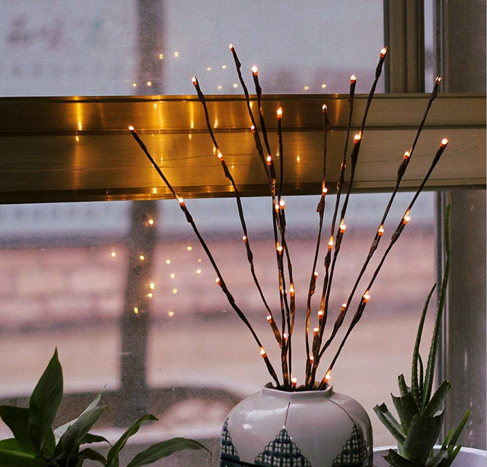 50cm LED Light Stem 20 Warm White Fairy Lights with Petal Accents