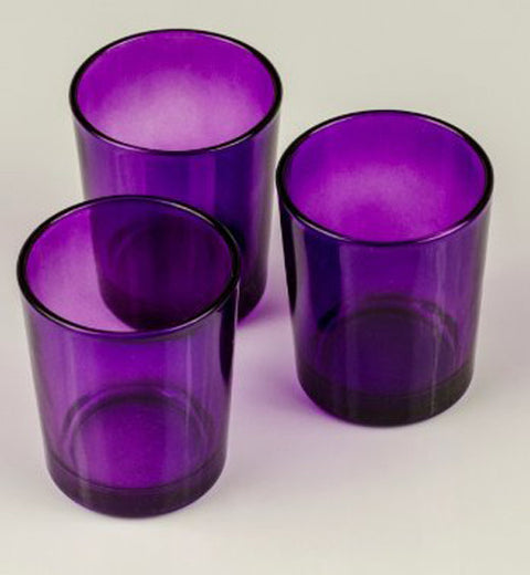 Premium Votive Tealight Candle Holders - Purple Glass, 10 Pack