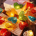 Premium Rainbow 3D Hollowed Rattan Heart Fairy Lights - 50 LEDs, 5m