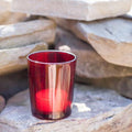 Premium Votive Tealight Candle Holders - Red Glass, 20 Pack