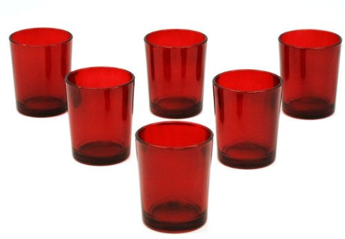 Premium Votive Tealight Candle Holders - Red Glass, 40 Pack
