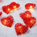 Premium Red 3D Hollowed Rattan Heart Fairy Lights - 20 LEDs, 3m