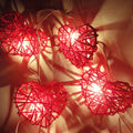 Premium Red 3D Hollowed Rattan Heart Fairy Lights - 20 LEDs, 3m