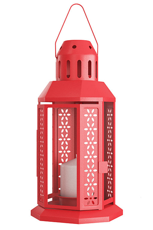Red Metal Miners Lantern - 21 cm
