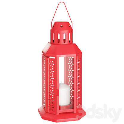 Red Metal Miners Lantern - 21 cm