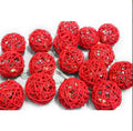 1 Set of Red 5cm Rattan Cane 20 Ball Battery Powered 3m String Lights Christmas Gift Home Wedding Party Bedroom Decoration Table Centrepiece - SuperSaverAU - view 2
