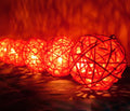 1 Set of Red 5cm Rattan Cane 50 Ball Battery Powered LONG 5m String Lights Christmas Gift Home Wedding Party Bedroom Decoration Table Centrepiece - SuperSaverAU - view 2