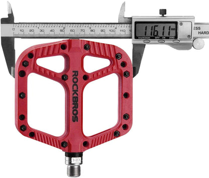 Rockbros Extra Large Nylon MTB Flat Pedals - 208g Red with Anti-Skid Design