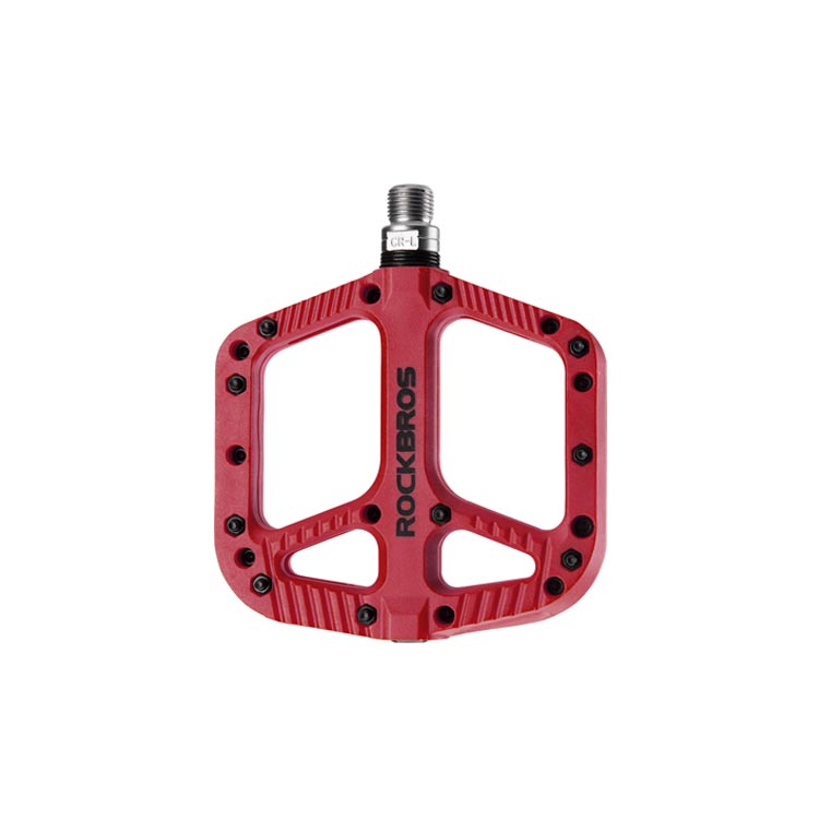 Rockbros Extra Large Nylon MTB Flat Pedals - 208g Red with Anti-Skid Design