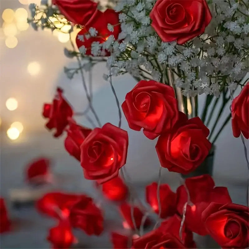 Red Rose Battery String Fairy Lights - Romantic Decor for Weddings & Parties - SuperSaverAU - view 6