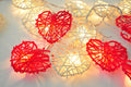 Premium Red and White 3D Hollowed Rattan Heart Fairy Lights - 20 LEDs, 3m