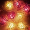 Premium Red and White 3D Hollowed Rattan Heart Fairy Lights - 20 LEDs, 3m