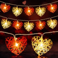 Premium Red and White 3D Hollowed Rattan Heart Fairy Lights - 50 LEDs, 5m