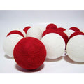 1 Set of 20 LED Red White 5cm Cotton Ball Battery String Lights Christmas Gift Home Wedding Party Bedroom Decoration Outdoor Indoor Table Centrepiece - SuperSaverAU - view 5