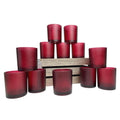Premium Votive Tealight Candle Holders - Red Frosted Glass, 10 Pack