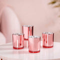 Premium Votive Tealight Candle Holders - Rose Gold Pink Mercury Glass, 20 Pack