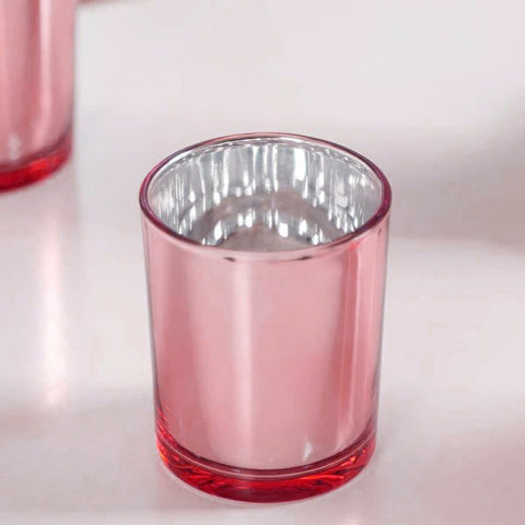 Premium Votive Tealight Candle Holders - Rose Gold Pink Mercury Glass, 40 Pack