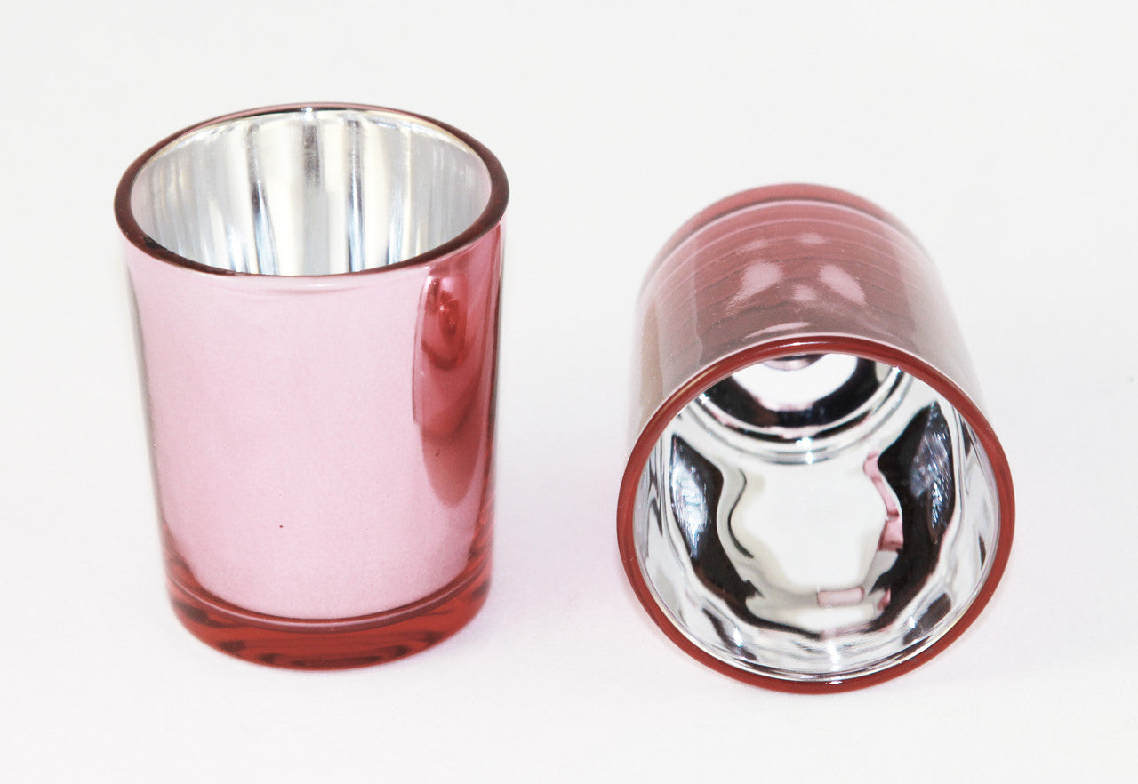 Premium Votive Tealight Candle Holders - Rose Gold Pink Mercury Glass, 40 Pack