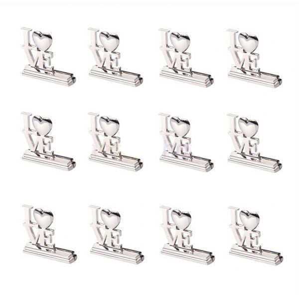 10 Pack Silver 'LOVE' Name Card Place Stands