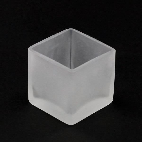 Premium Square Frosted Glass Tealight Candle Holders 5cm - 10 Pack