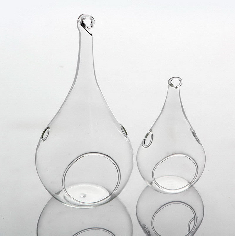 4 Pack of Hanging Clear Glass Tealight Candle Holder Tear Drop Pear Shape