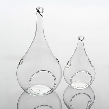 4 Pack of Hanging Clear Glass Tealight Candle Holder Tear Drop Pear Shape