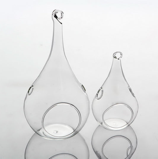 4 Pack of Hanging Clear Glass Tealight Candle Holder Tear Drop Pear Shape