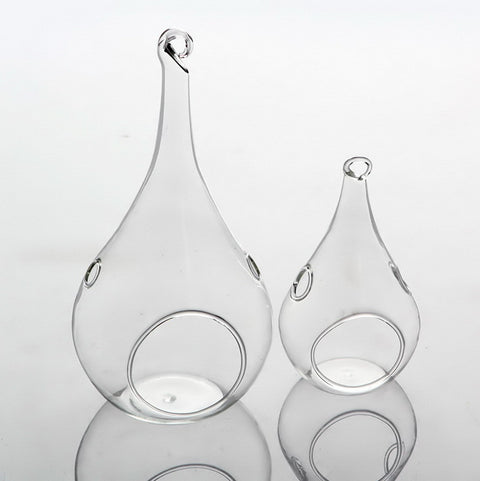 50 Pack Clear Glass Hanging Tear Drop Tea Light Holders - 12.5cm High - SuperSaverAU - view 1