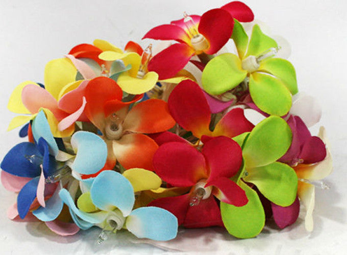 1 Set of 20 LED Tropical Bright Colous Frangipani Flower Battery String Lights Christmas Gift Home Wedding Party Decoration Outdoor Table Centrepiece - SuperSaverAU - view 1