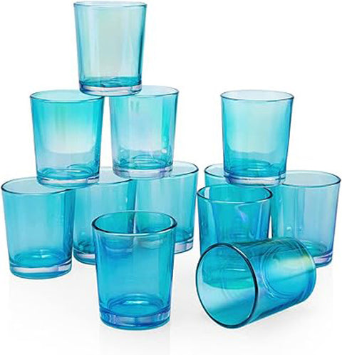 Premium Votive Tealight Candle Holders - Turquoise Glass, 20 Pack