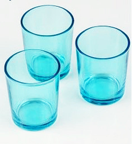 Premium Votive Tealight Candle Holders - Turquoise Glass, 20 Pack