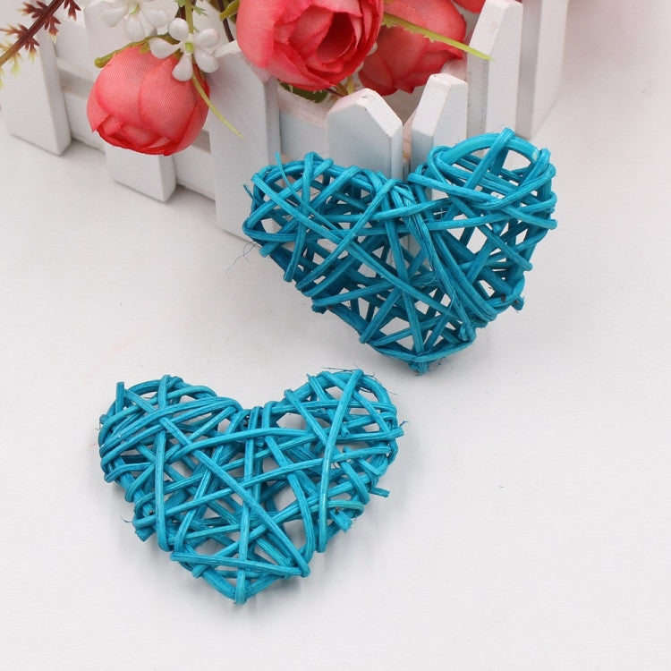 Premium Turquoise Blue 3D Hollowed Rattan Heart Fairy Lights - 20 LEDs, 3m
