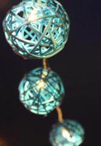 20 LED Turquoise Rattan Ball Lights Battery Powered for Vivid Decor