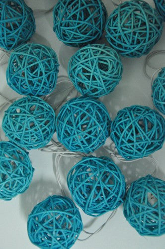 20 LED Turquoise Rattan Ball Lights Battery Powered for Vivid Decor