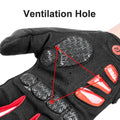 ROCKBROS Full Finger Cycling Gloves with Touchscreen Fingers - Red, Large