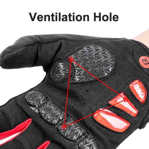 ROCKBROS Full Finger Cycling Gloves with Touchscreen Fingers - Red, Large