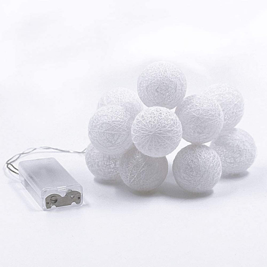1 Set of 20 LED White 5cm Cotton Ball Battery Powered String Lights Christmas Gift - SuperSaverAU - view 1