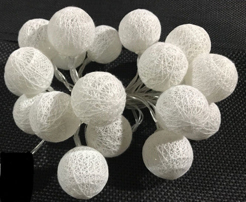 1 Set of 20 LED White 5cm Cotton Ball Battery Powered String Lights Christmas Gift - SuperSaverAU - view 2