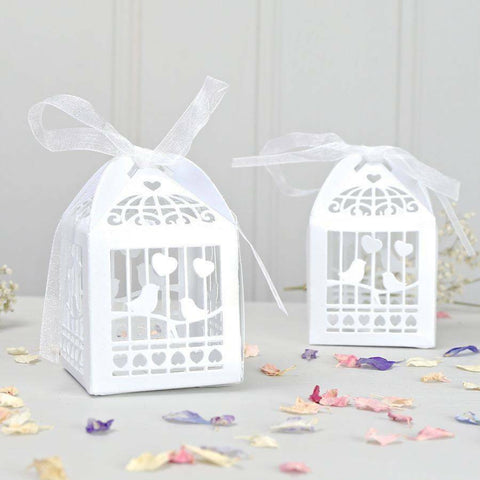 White Dove Bird Heart Wedding Bomboniere Favor Gift Box - 10 Pack, White - SuperSaverAU - view 2