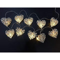 Premium White 3D Hollowed Rattan Heart Fairy Lights - 20 LEDs, 3m