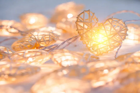 Premium White 3D Hollowed Rattan Heart Fairy Lights - 20 LEDs, 3m