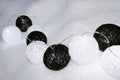 1 Set of 20 LED Black White 5cm Cotton Ball Battery Powered String Lights Xmas Gift Home Wedding Party Bedroom Decoration Outdoor Indoor Table Centrepiece - SuperSaverAU - view 4